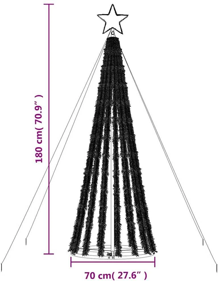 Šviečianti Kalėdų eglutė, 180cm, 275 šaltos LED, kūgio formos