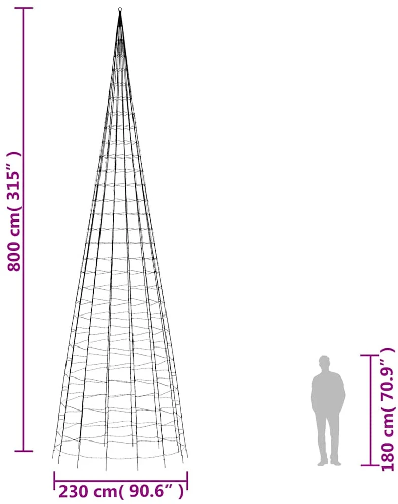 LED Kalėdų eglutė 3000 LED šiltai balta 800 cm