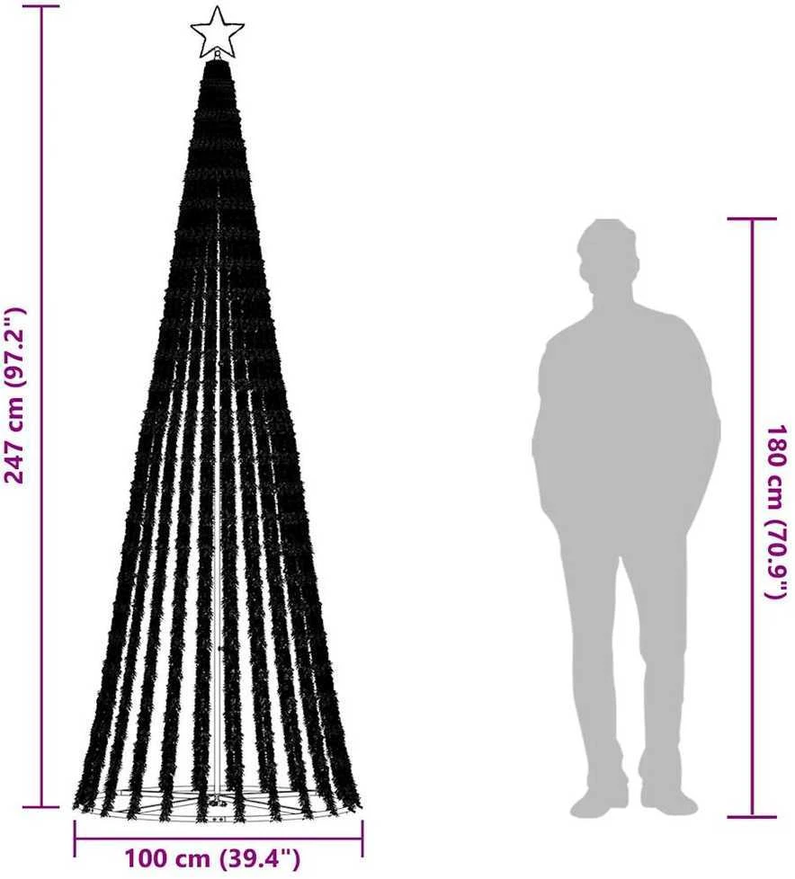 Šviečianti Kalėdų eglutė, 247cm, 475 šaltos LED, kūgio formos
