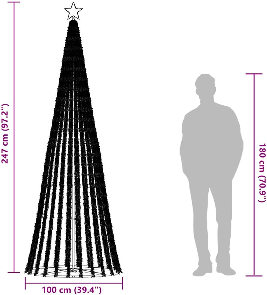 LED Kalėdų eglutė 475 LED Šiltai balta 247 cm