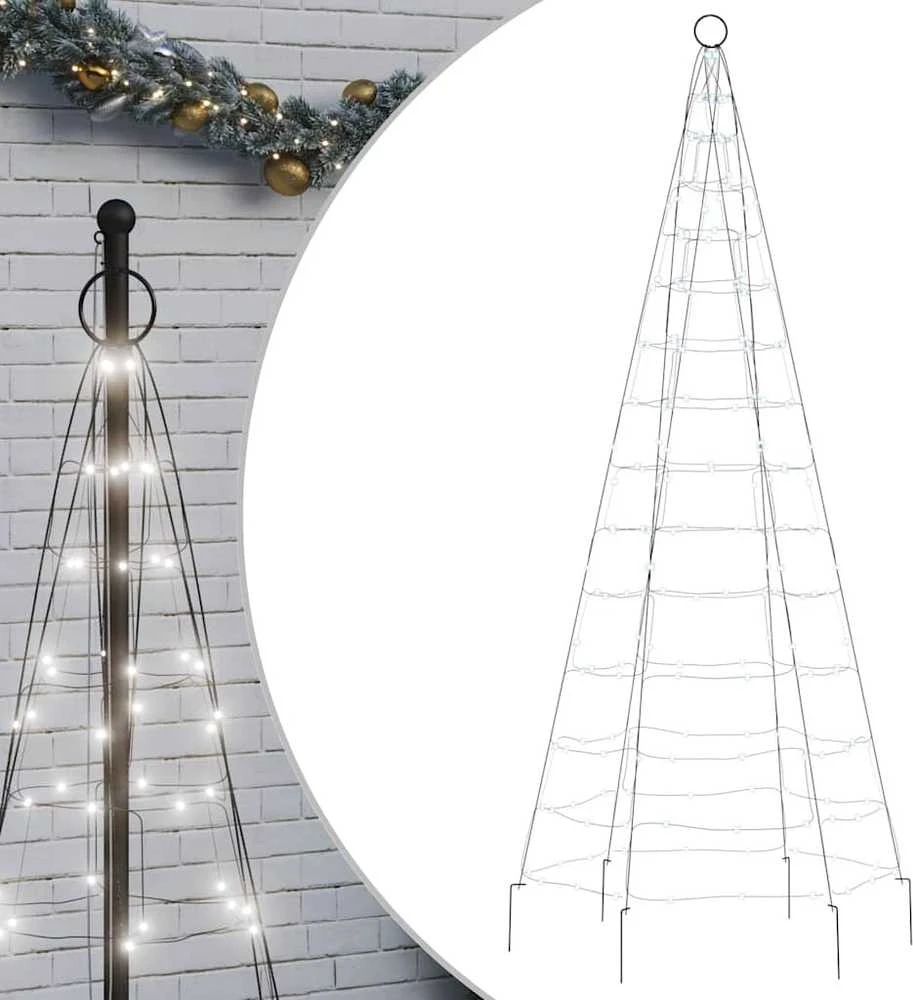 Kalėdų eglutė ant vėliavos stiebo, 180cm, 200 šaltų LED