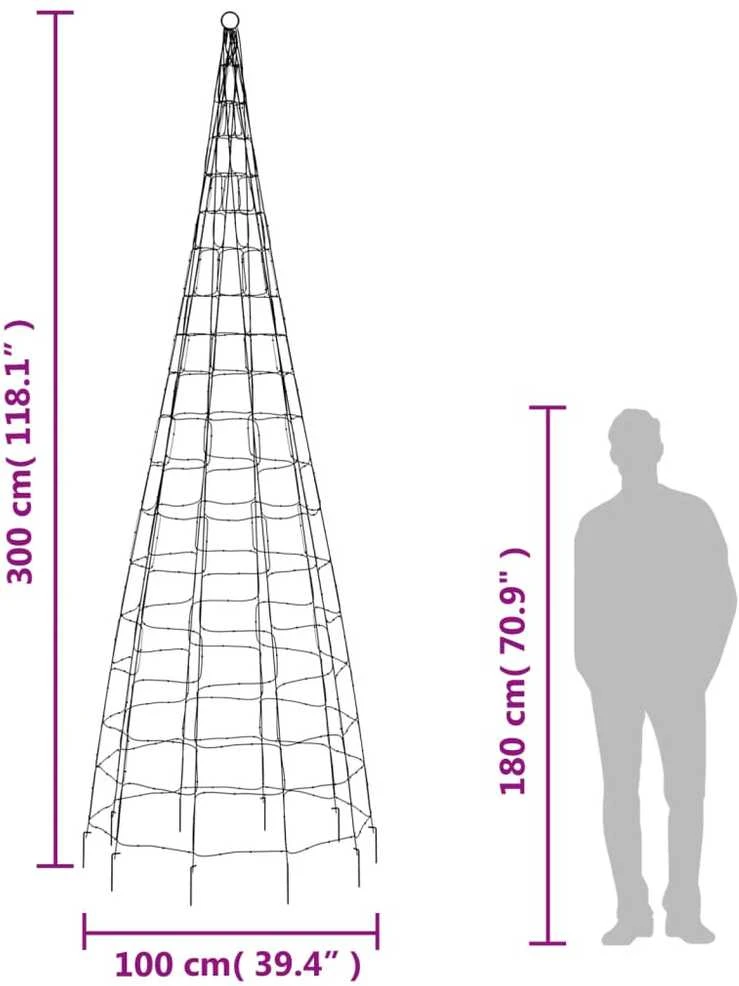 Kalėdų eglutė ant vėliavos stiebo, 300cm, 550 mėlynų LED