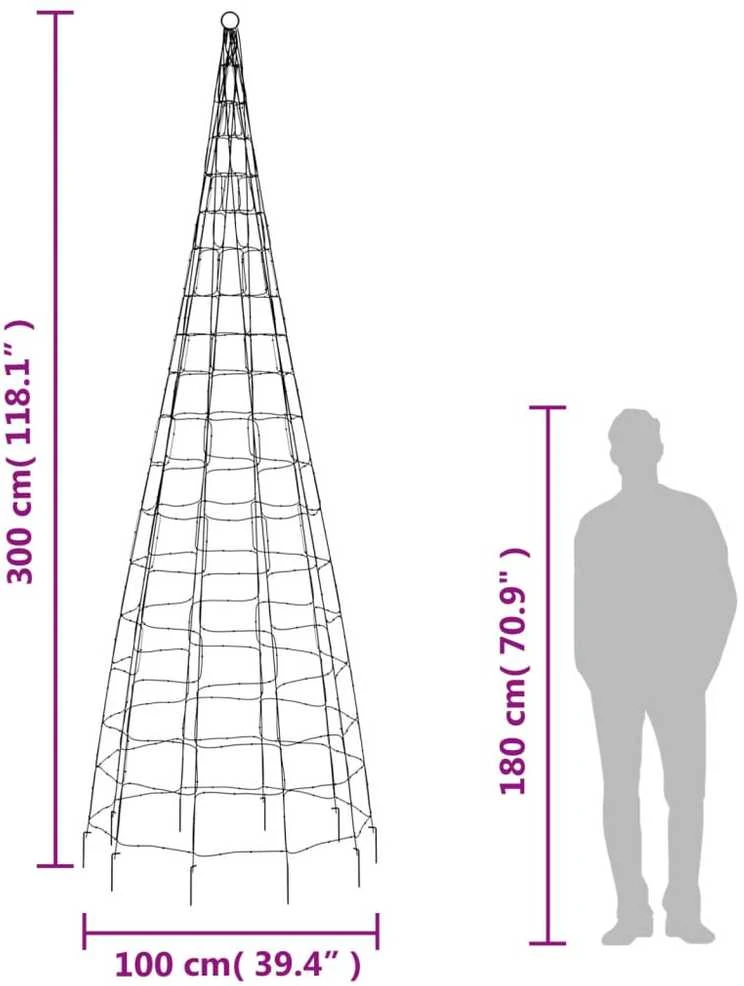 Kalėdų eglutė ant vėliavos stiebo, 300cm, 550 šaltų LED