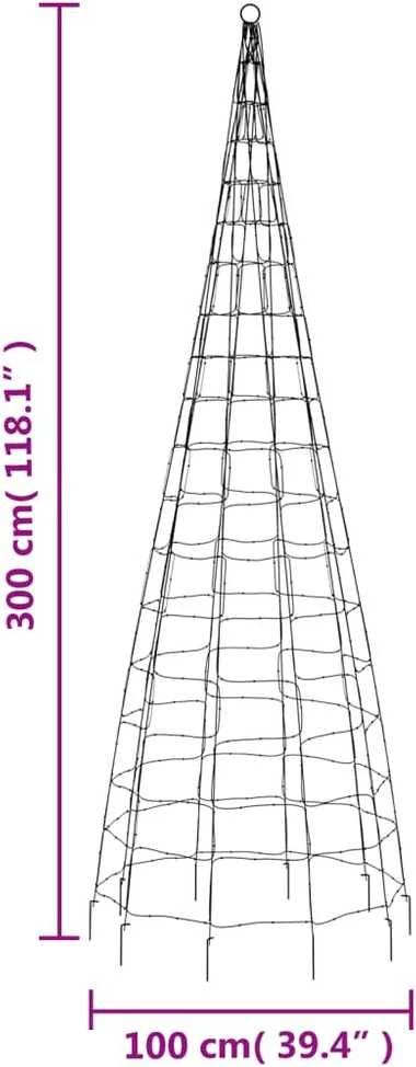 Kalėdų eglutė ant vėliavos stiebo, 300cm, 550 mėlynų LED