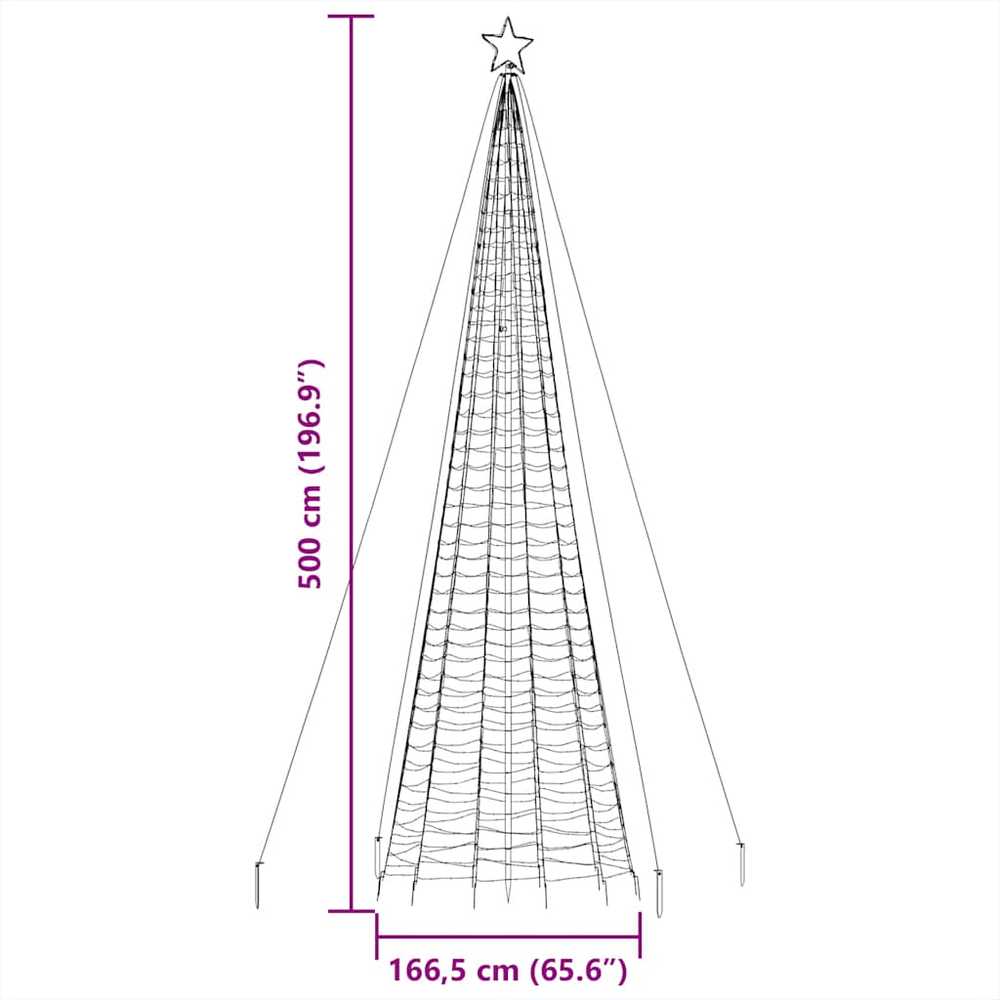 LED Kalėdų eglutė su smaigaliais 1534 LED Šaltai Balta 500 cm