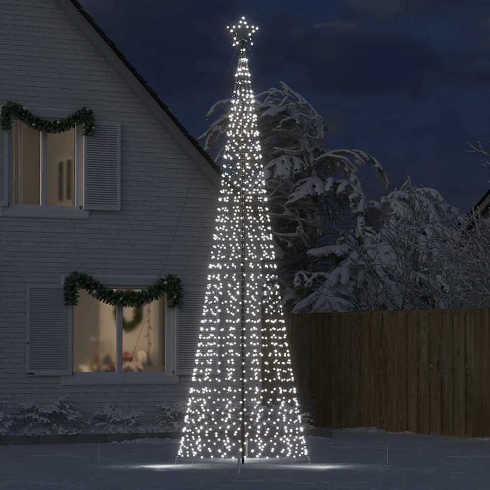 LED Kalėdų eglutė su smaigaliais 1534 LED Šaltai Balta 500 cm