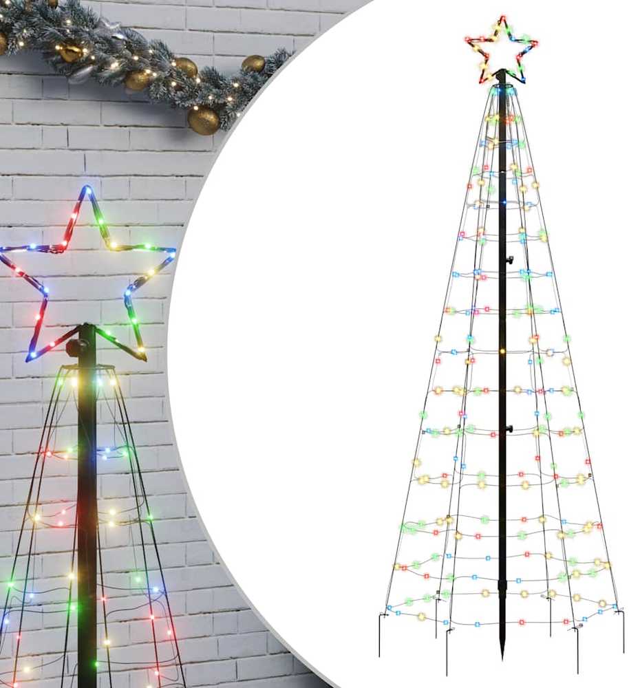 Šviečianti Kalėdų eglutė, 180cm, 220 spalvotų LED, kūgio formos