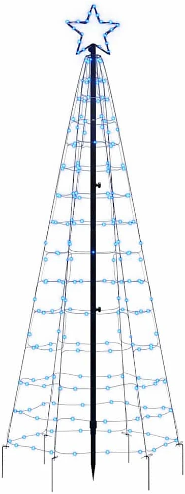 Šviečianti Kalėdų eglutė su smaigais, 180cm, 220 mėlynų LED