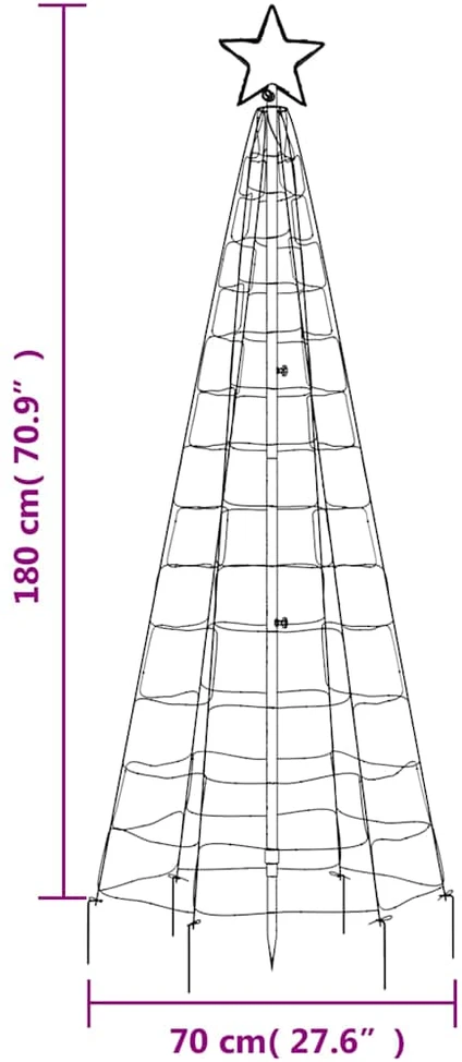 Šviečianti Kalėdų eglutė su smaigais, 180cm, 220 mėlynų LED