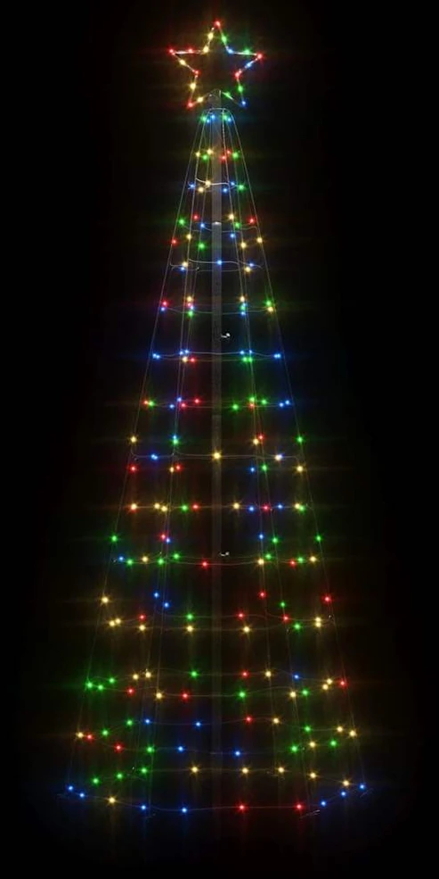 Šviečianti Kalėdų eglutė, 180cm, 220 spalvotų LED, kūgio formos