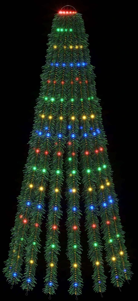 LED Kalėdų medis 150 cm 240 LED Įvairių spalvų Plienas Žalia