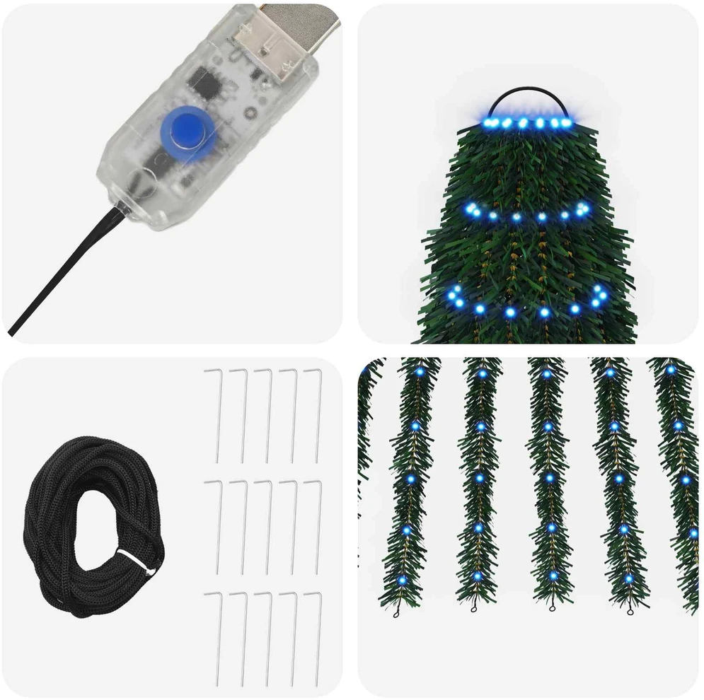 LED Kalėdų medis 150 cm 240 LED Mėlyna Plienas Žalia