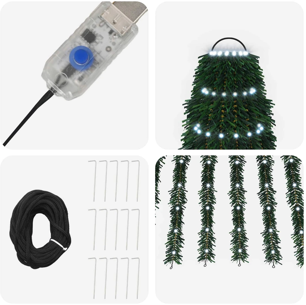 LED Kalėdų medis 150 cm 240 LED Šalta balta Plienas Žalia