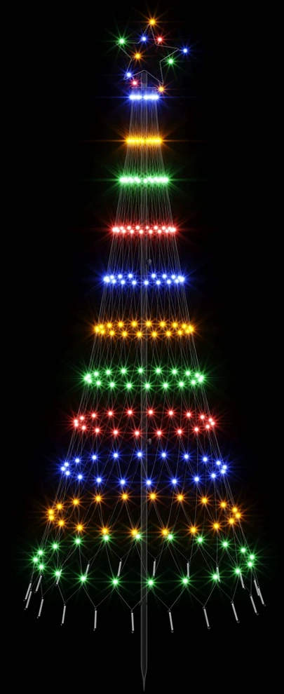 LED Kalėdų medis 180 cm 230 LED Įvairių spalvų Geležis Juoda