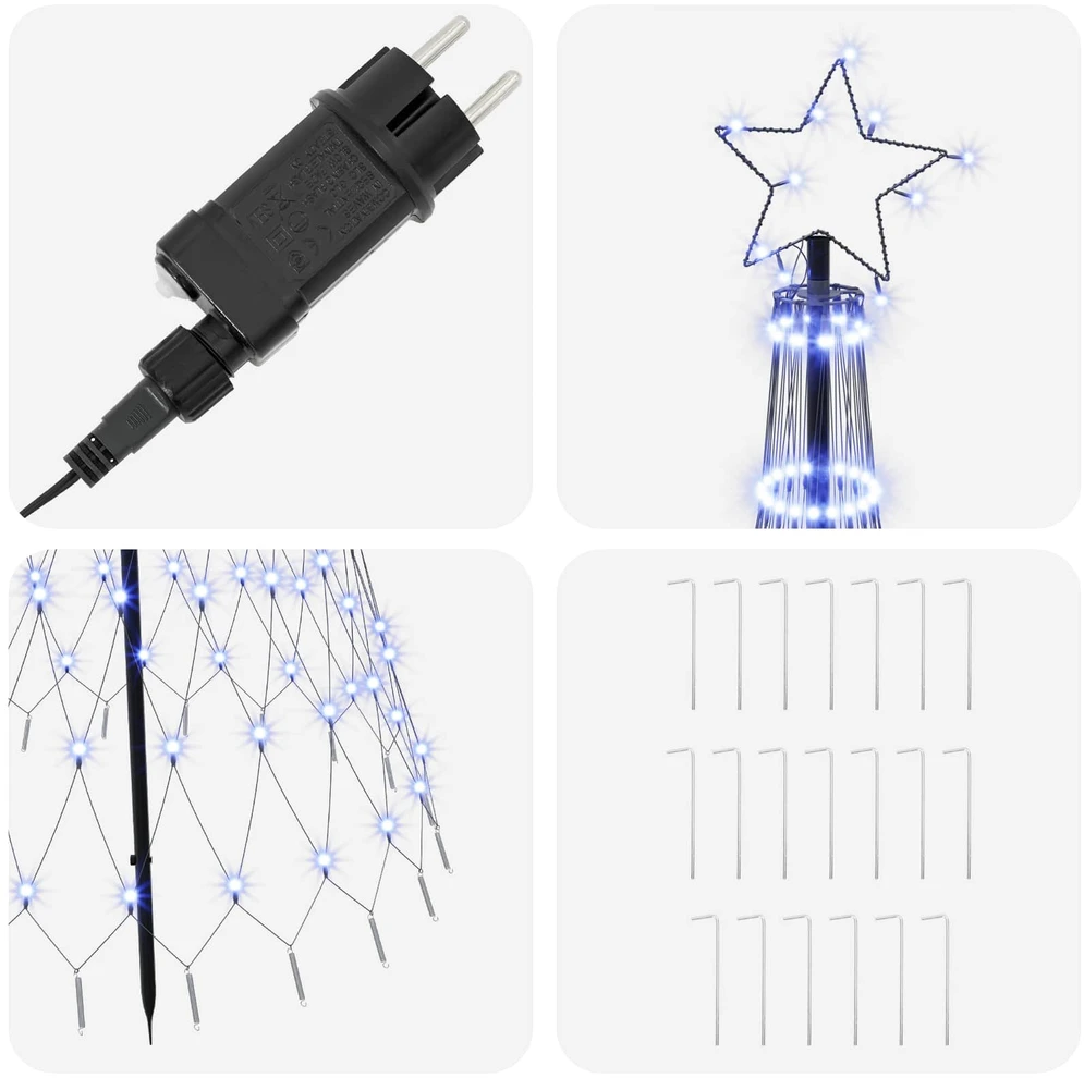 LED Kalėdų medis 180 cm 230 LED Mėlyna Geležis Juoda