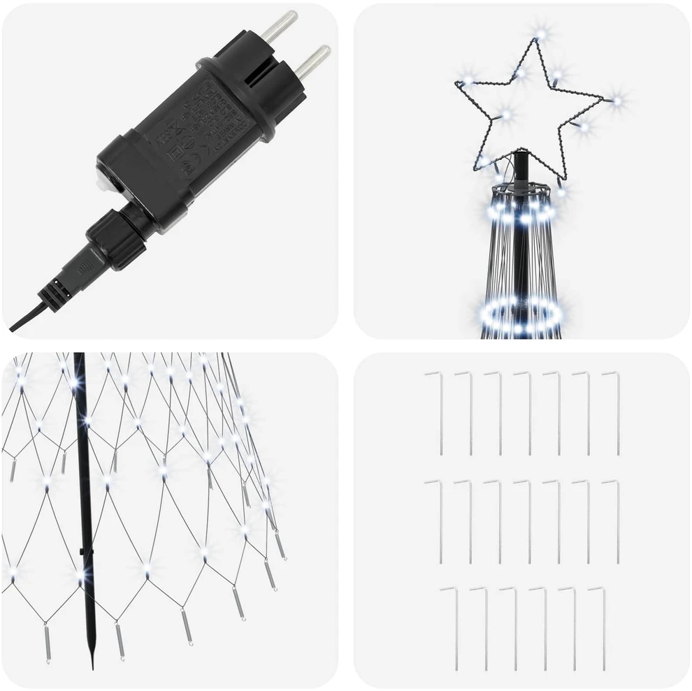 LED Kalėdų medis 180 cm 230 LED Šalta balta Geležis Juoda
