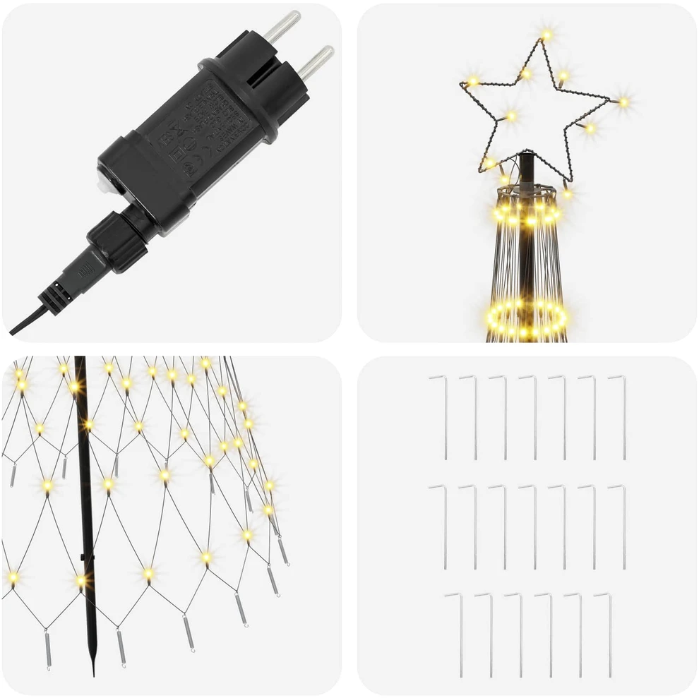 LED Kalėdų medis 180 cm 230 LED Šilta balta Geležis Juoda