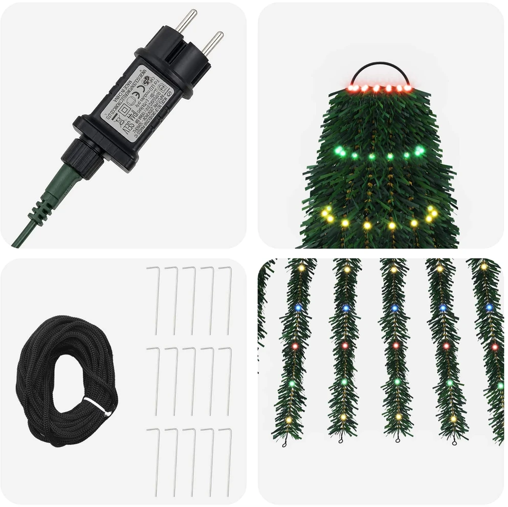 LED Kalėdų medis 220 cm 460 LED Įvairių spalvų Plienas Žalia