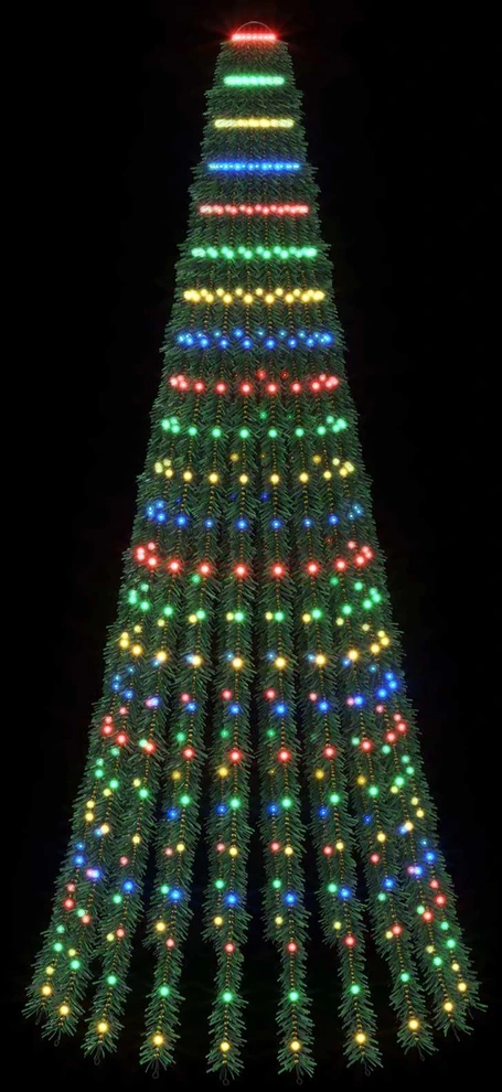 LED Kalėdų medis 220 cm 460 LED Įvairių spalvų Plienas Žalia