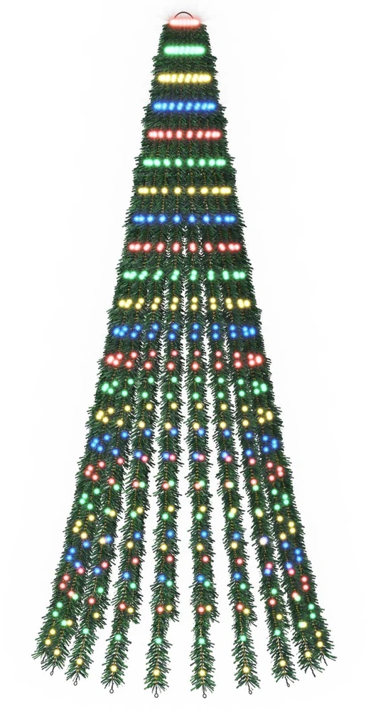 LED Kalėdų medis 220 cm 460 LED Įvairių spalvų Plienas Žalia