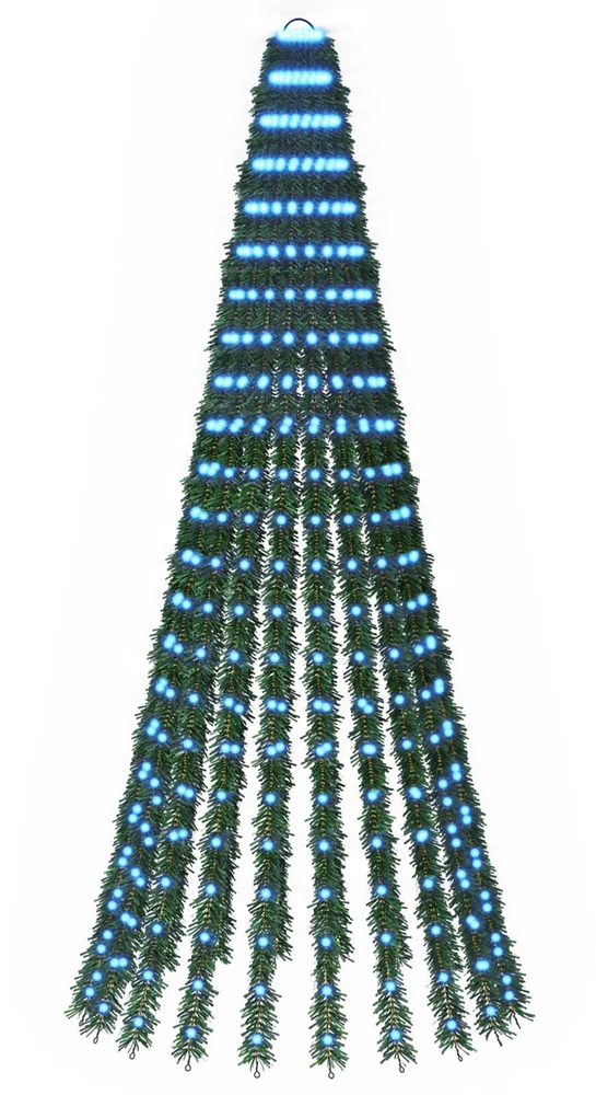LED Kalėdų medis 220 cm 460 LED Mėlyna Plienas Žalia