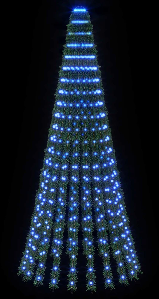 LED Kalėdų medis 220 cm 460 LED Mėlyna Plienas Žalia