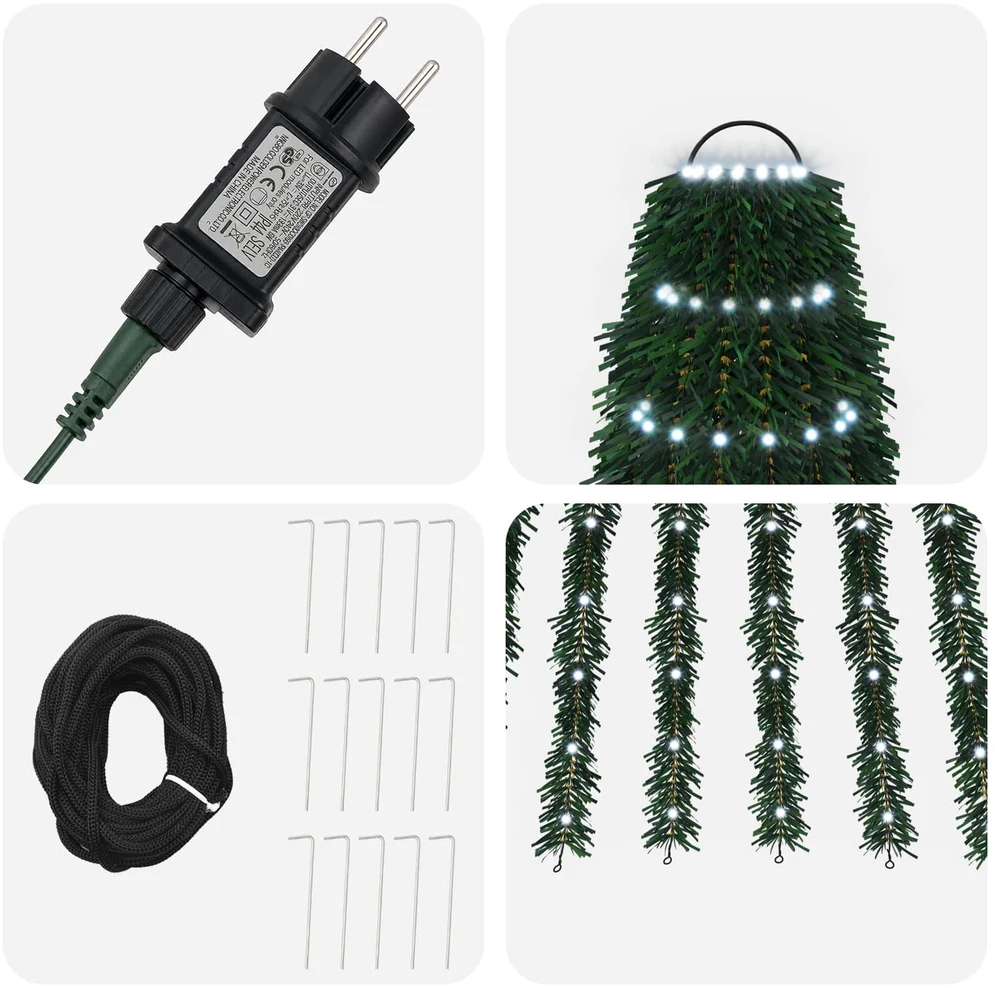 LED Kalėdų medis 220 cm 460 LED Šalta balta Plienas Žalia