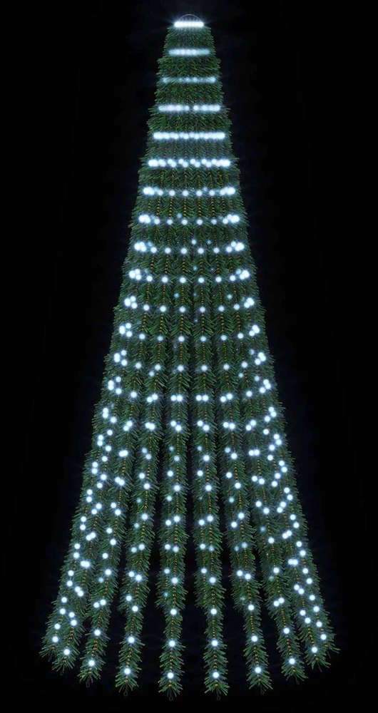 LED Kalėdų medis 220 cm 460 LED Šalta balta Plienas Žalia
