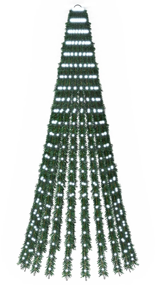 LED Kalėdų medis 220 cm 460 LED Šalta balta Plienas Žalia