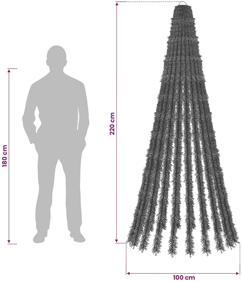 LED Kalėdų medis 220 cm 460 LED Šilta balta Plienas Žalia