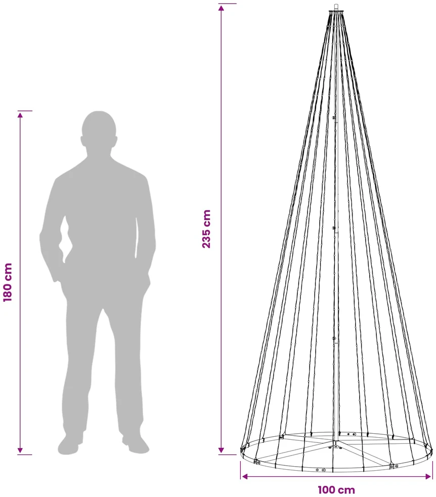 LED Kalėdų medis 235 cm 500 LED Šilta balta Geležis Juoda