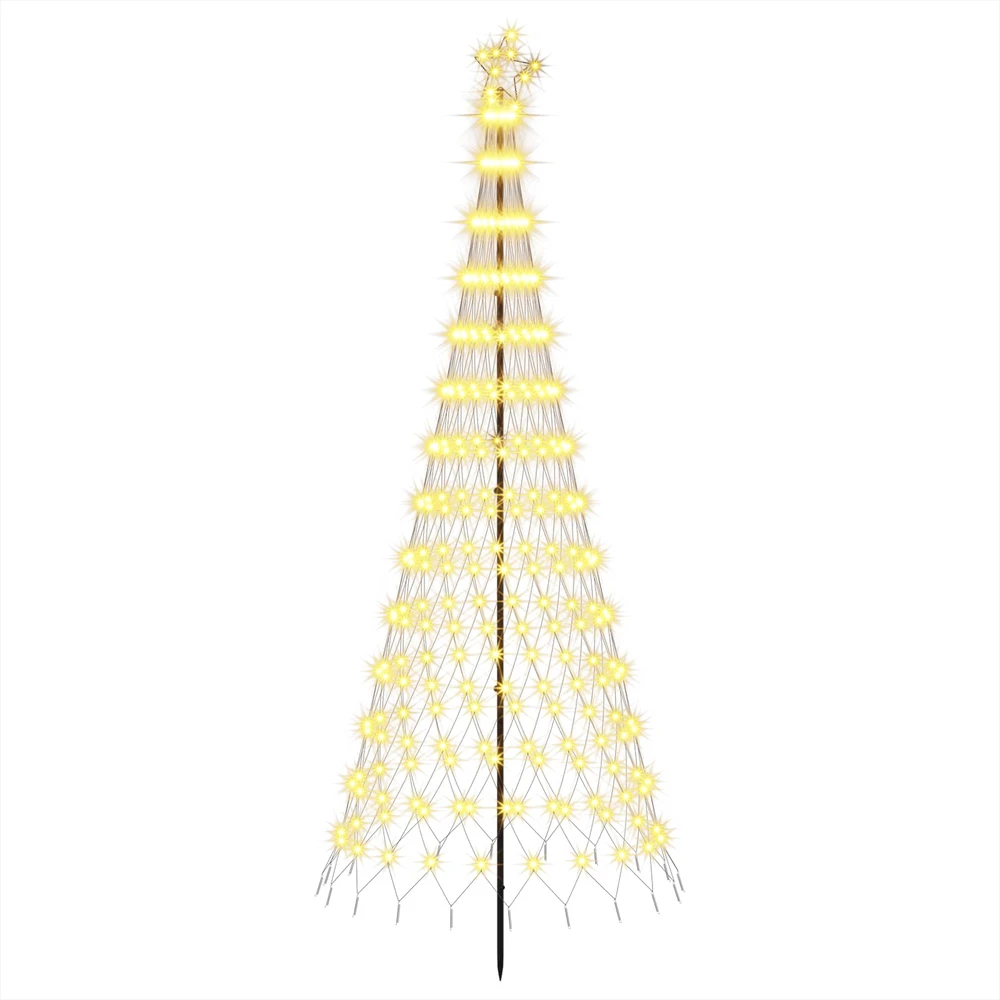 LED Kalėdų medis 250 cm 290 LED Šilta balta Geležis Juoda