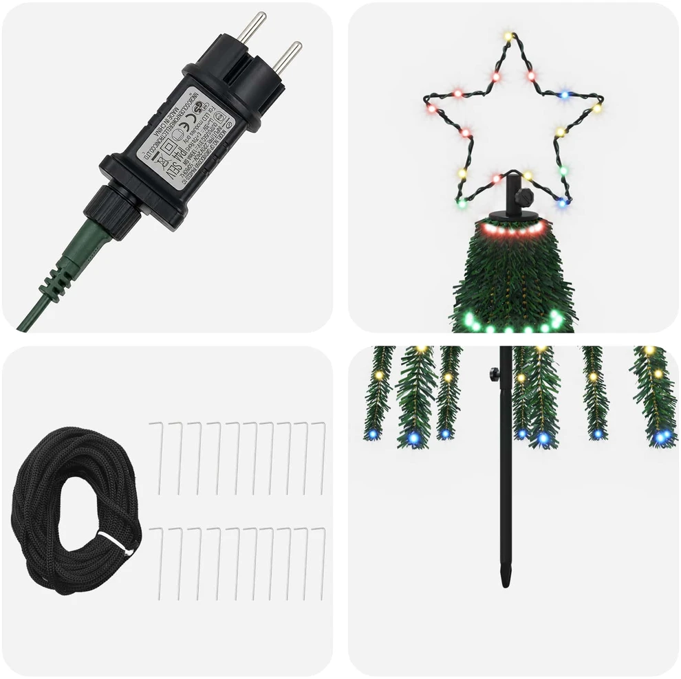 LED Kalėdų medis 250 cm 475 LED Įvairių spalvų Plienas Juoda