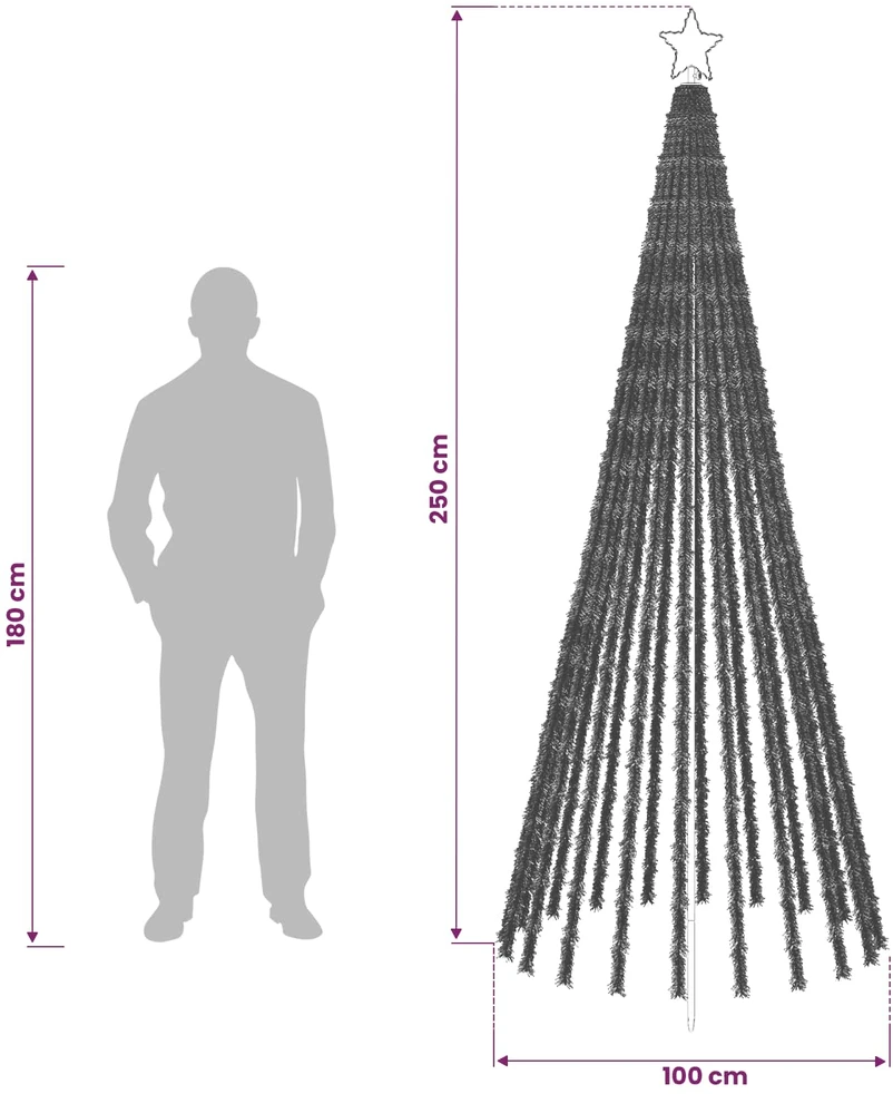 LED Kalėdų medis 250 cm 475 LED Mėlyna Plienas Juoda