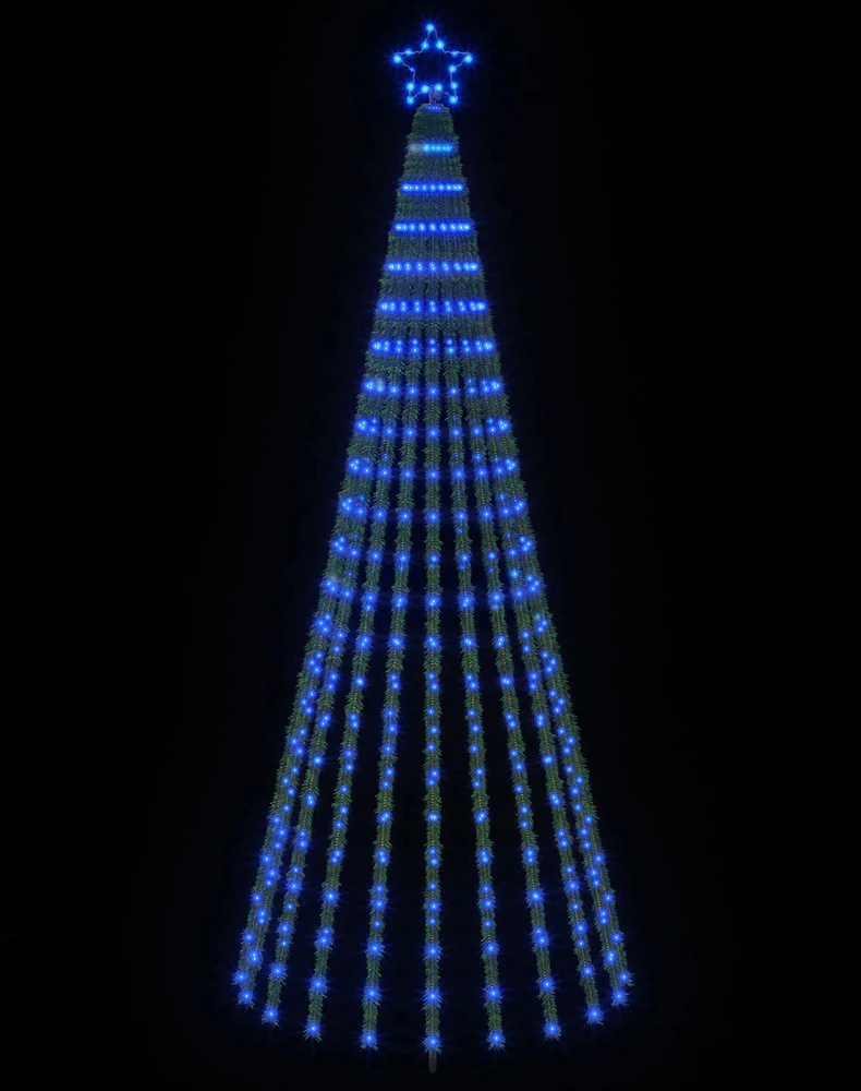 LED Kalėdų medis 250 cm 475 LED Mėlyna Plienas Juoda
