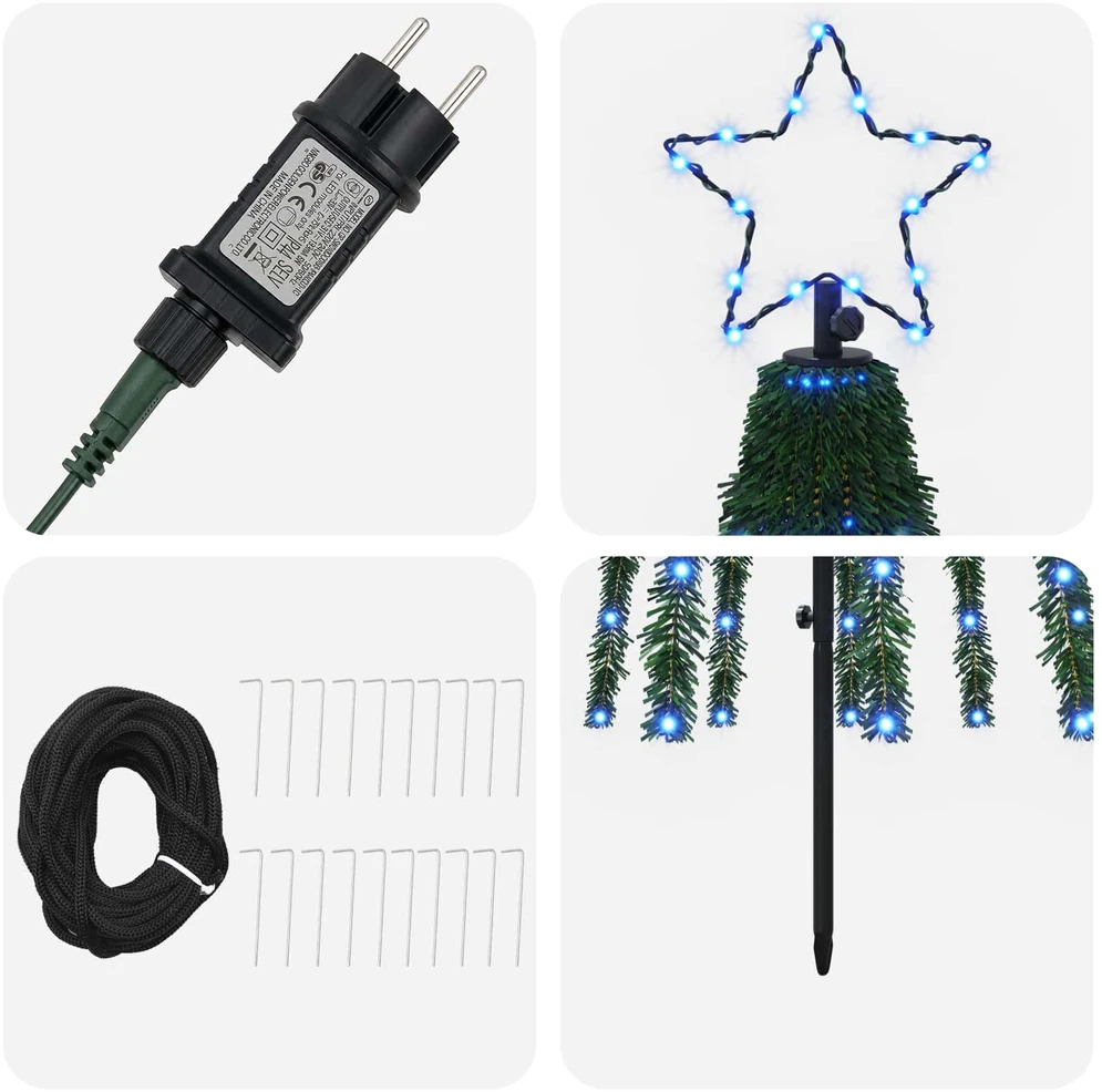 LED Kalėdų medis 250 cm 475 LED Mėlyna Plienas Juoda