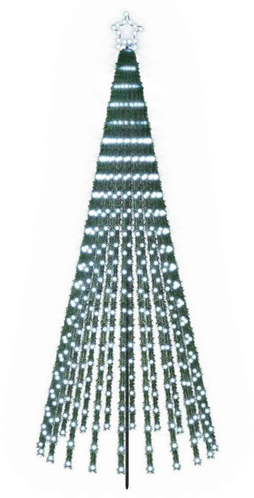 LED Kalėdų medis 250 cm 475 LED Šalta balta Plienas Juoda