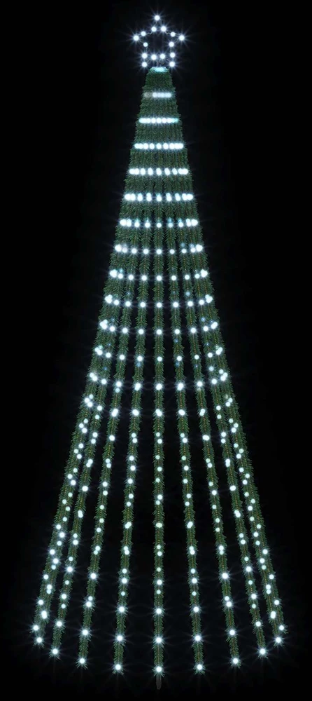 LED Kalėdų medis 250 cm 475 LED Šalta balta Plienas Juoda