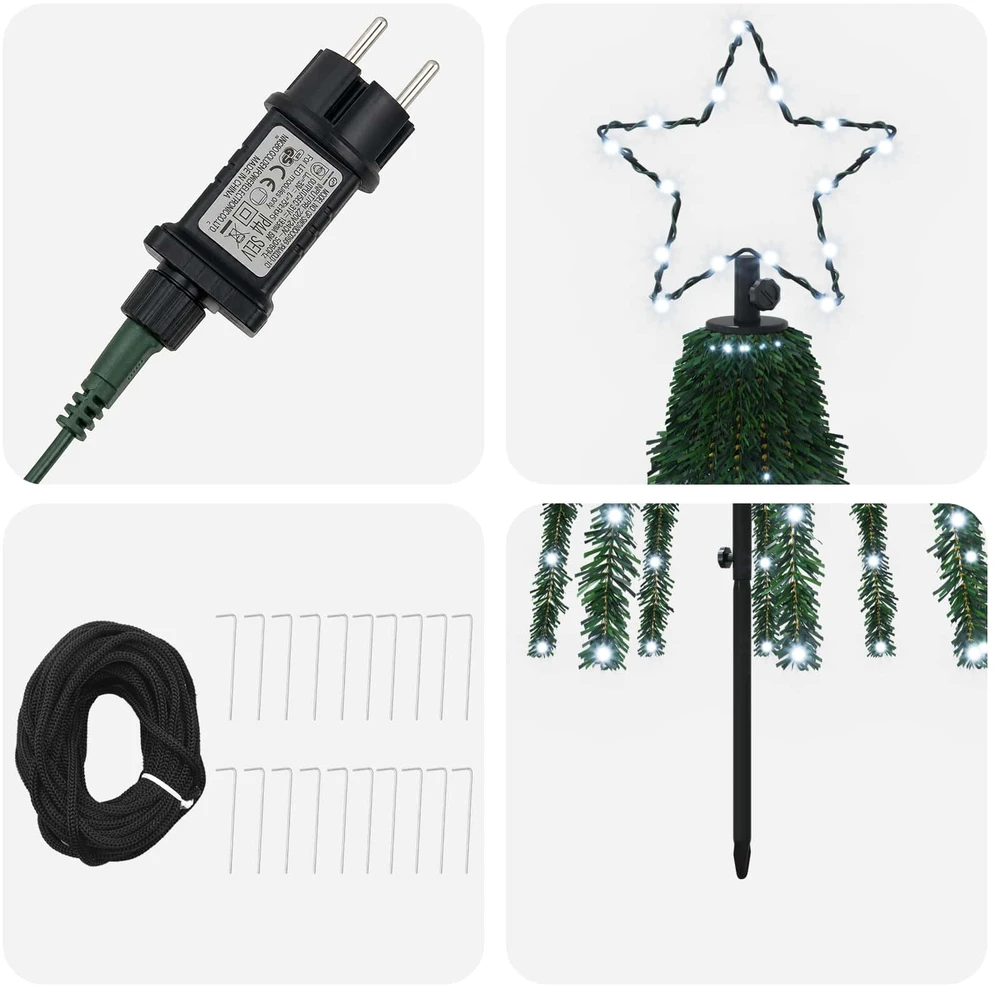 LED Kalėdų medis 250 cm 475 LED Šalta balta Plienas Juoda