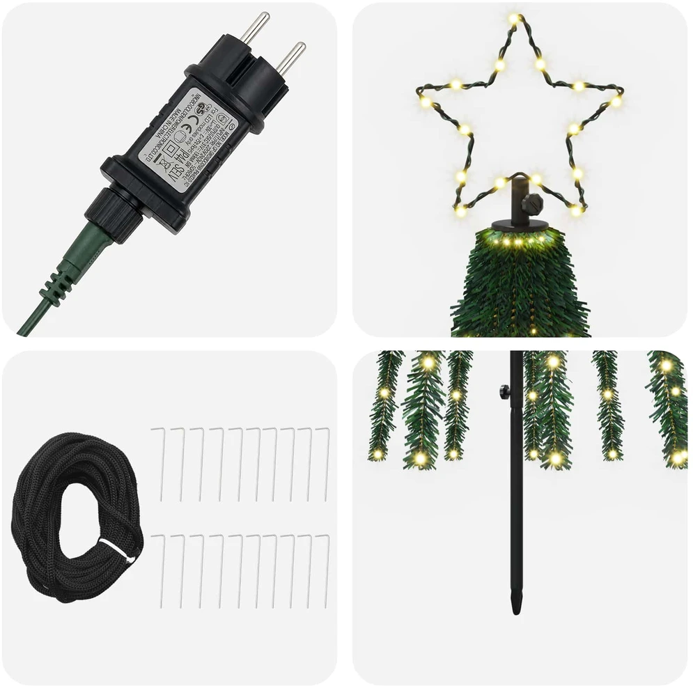 LED Kalėdų medis 250 cm 475 LED Šilta balta Plienas Juoda