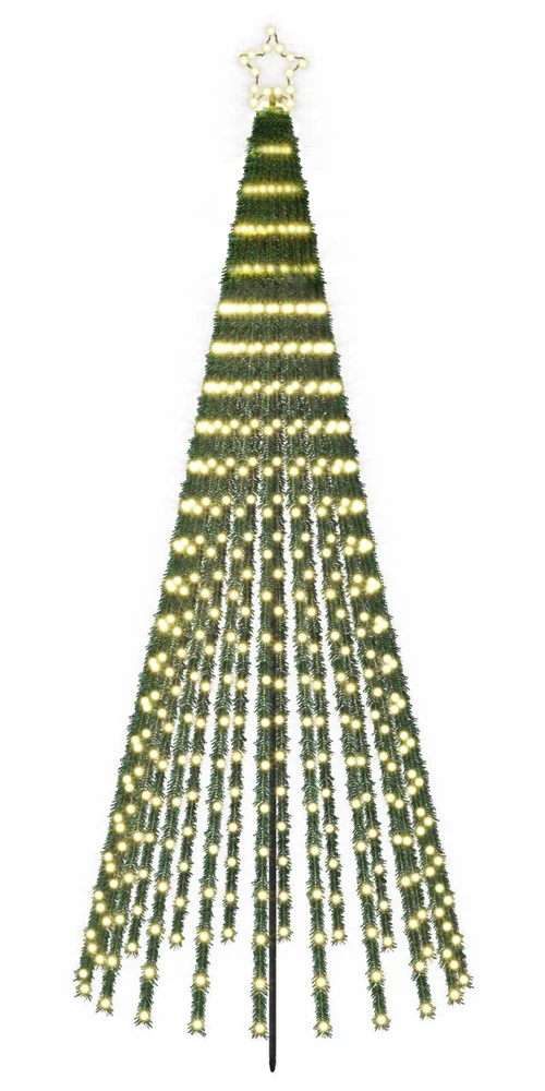 LED Kalėdų medis 250 cm 475 LED Šilta balta Plienas Juoda