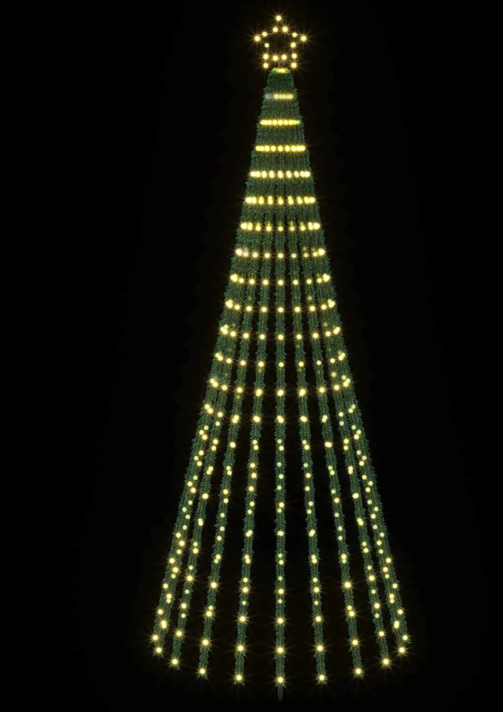 LED Kalėdų medis 250 cm 475 LED Šilta balta Plienas Juoda