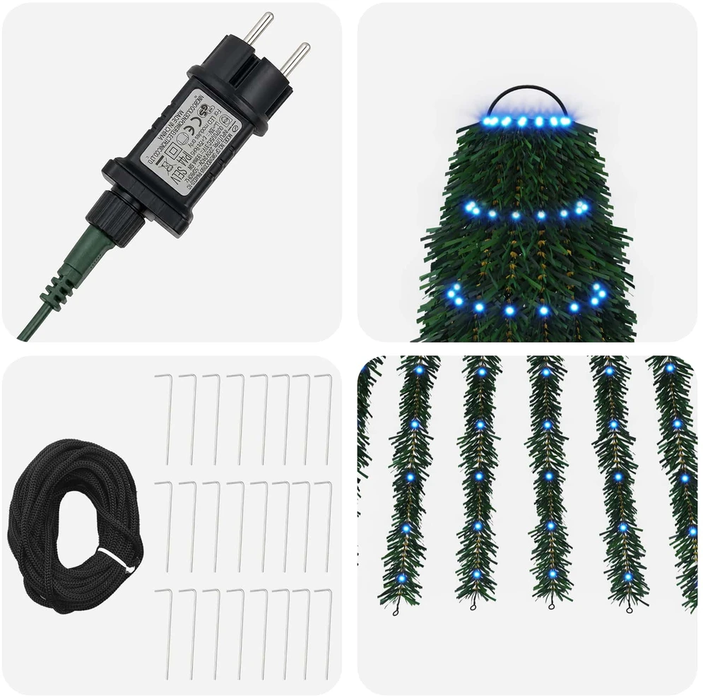 LED Kalėdų medis 270 cm 648 LED Mėlyna Plienas Žalia