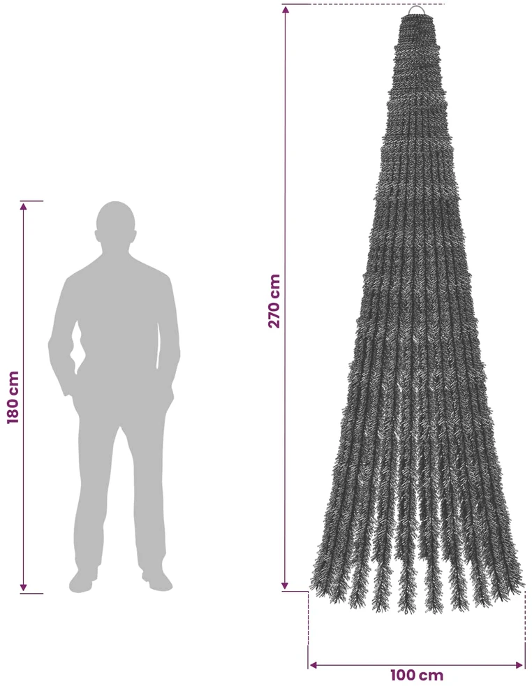 LED Kalėdų medis 270 cm 648 LED Šalta balta Plienas Žalia