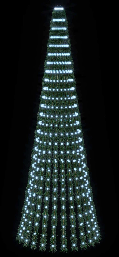 LED Kalėdų medis 270 cm 648 LED Šalta balta Plienas Žalia