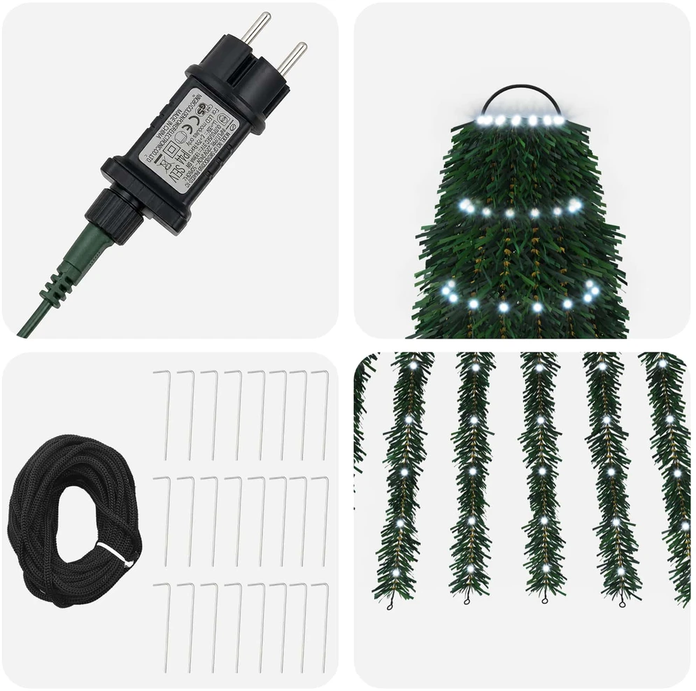 LED Kalėdų medis 270 cm 648 LED Šalta balta Plienas Žalia