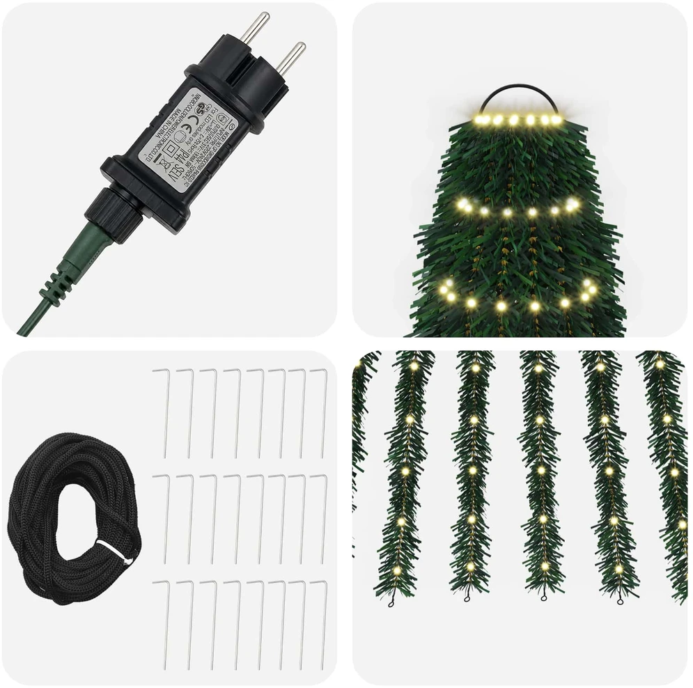 LED Kalėdų medis 270 cm 648 LED Šilta balta Plienas Žalia