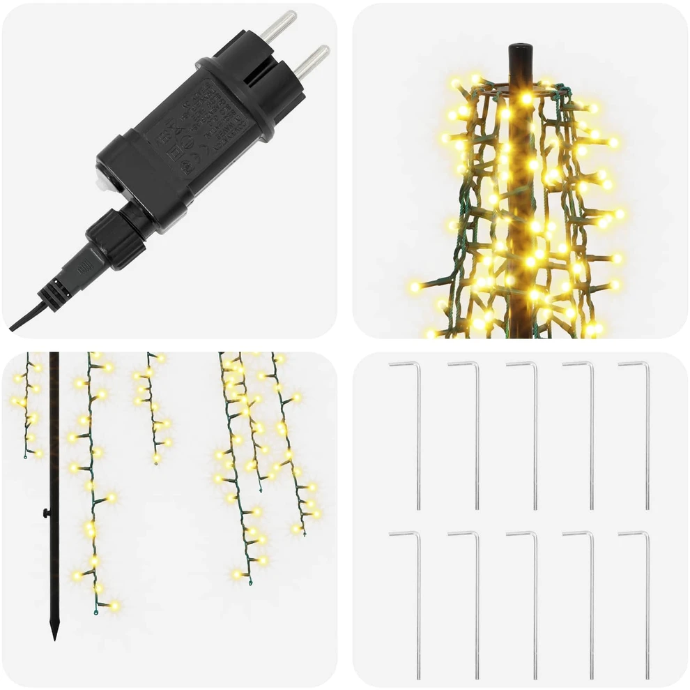LED Kalėdų medis 285 cm 1550 LED Šilta balta Plienas Juoda