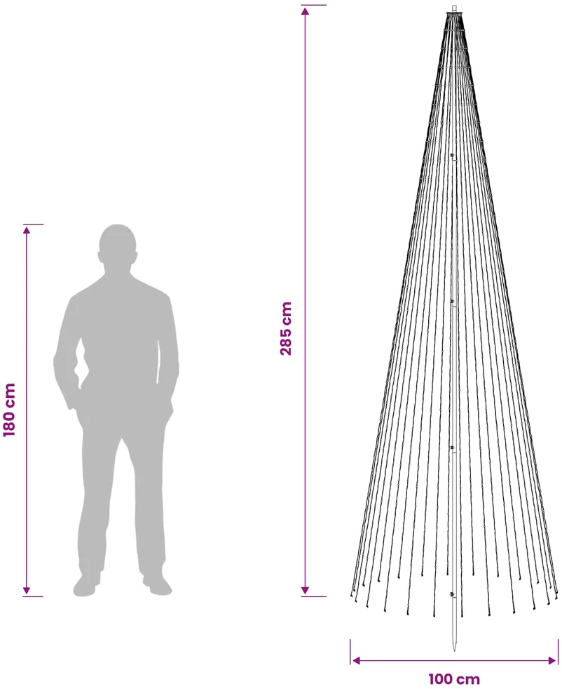 LED Kalėdų medis 285 cm 744 LED Šilta balta Geležis Juoda