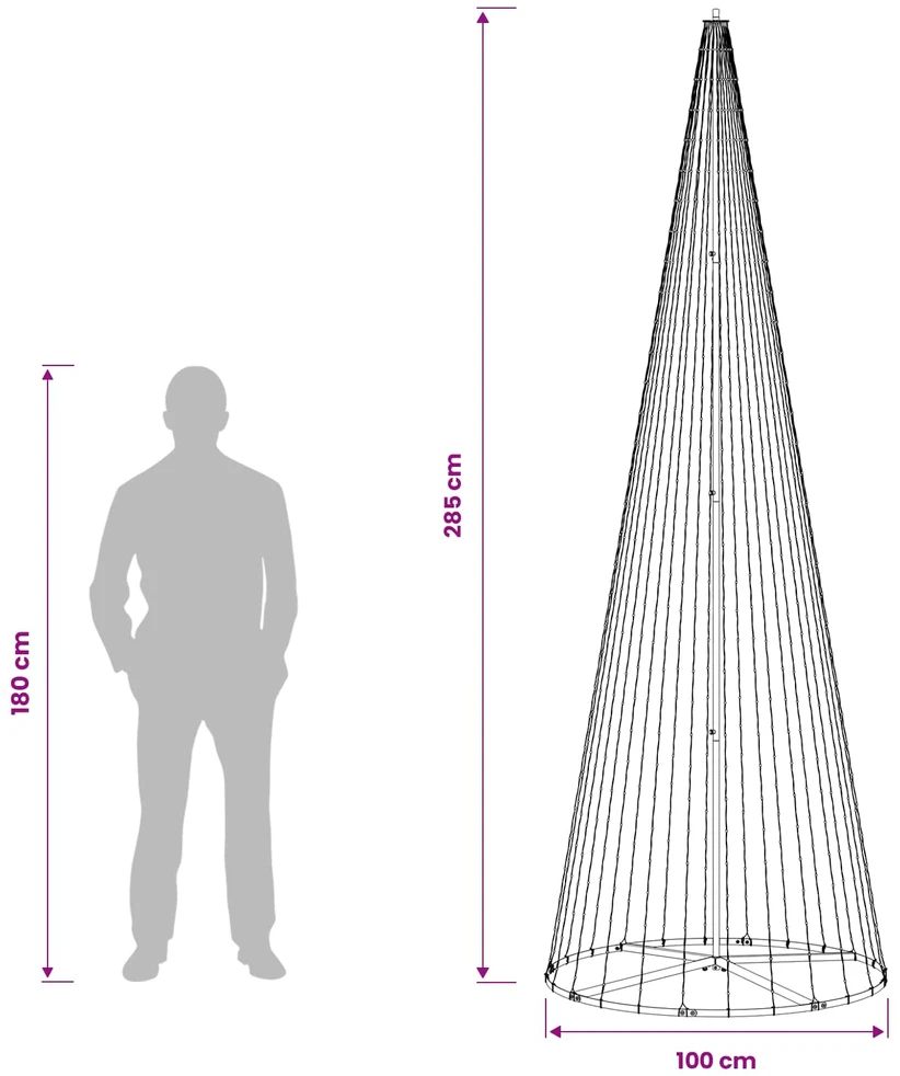LED Kalėdų medis 285 cm 744 LED Šilta balta Geležis Juoda